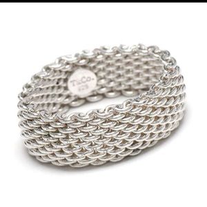Tiffany & Co Sterling Silver Somerset Mesh Ring Size 6